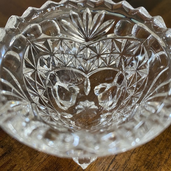 Vintage Hofbauer Byrdes Crystal Trinket Bowl Clear 3 Footed Bird Design Mini - Picture 4 of 10